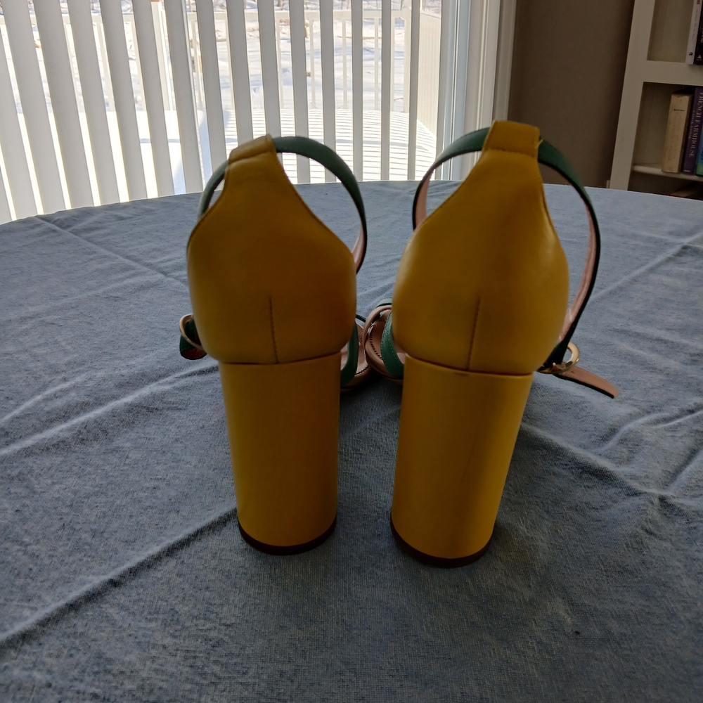 J. Crew Teal, Yellow, and Cream Strappy Heels - Picture 4 of 4